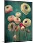 Teal Ranunculus 9-null-Mounted Art Print