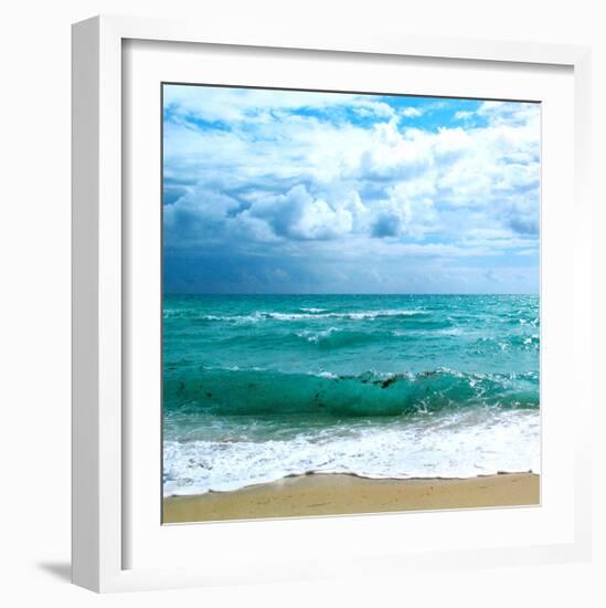 Teal Surf II-Nicholas Biscardi-Framed Premium Giclee Print