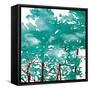 Teal Watered-OnRei-Framed Stretched Canvas