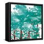 Teal Watered-OnRei-Framed Stretched Canvas