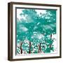 Teal Watered-OnRei-Framed Art Print