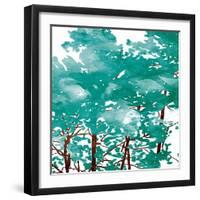 Teal Watered-OnRei-Framed Art Print