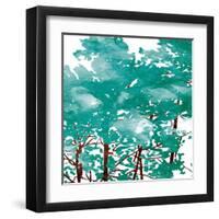 Teal Watered-OnRei-Framed Art Print