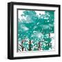 Teal Watered-OnRei-Framed Art Print