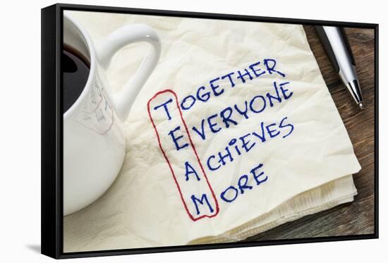 TEAM Acronym (Together Everyone Achieves More), Teamwork Motivation Concept - a Napkin Doodle-PixelsAway-Framed Stretched Canvas