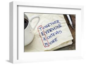 TEAM Acronym (Together Everyone Achieves More), Teamwork Motivation Concept - a Napkin Doodle-PixelsAway-Framed Photographic Print