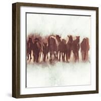 Team of Brown Horses Running-Dan Meneely-Framed Art Print