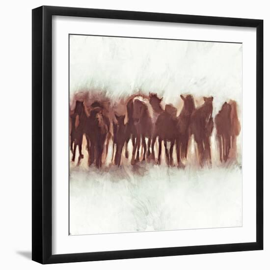 Team of Brown Horses Running-Dan Meneely-Framed Art Print