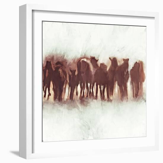 Team of Brown Horses Running-Dan Meneely-Framed Art Print