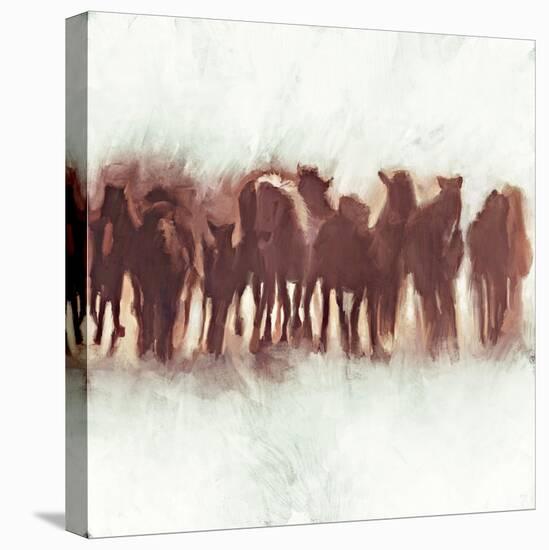 Team of Brown Horses Running-Dan Meneely-Stretched Canvas