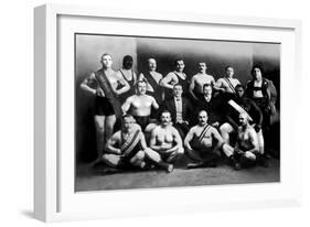 Team of Champion Russian Wrestlers-null-Framed Art Print
