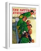 "Team on Bench," Saturday Evening Post Cover, November 23, 1940-Emery Clarke-Framed Giclee Print