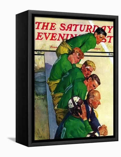 "Team on Bench," Saturday Evening Post Cover, November 23, 1940-Emery Clarke-Framed Stretched Canvas