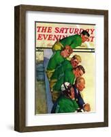 "Team on Bench," Saturday Evening Post Cover, November 23, 1940-Emery Clarke-Framed Giclee Print