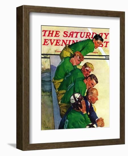 "Team on Bench," Saturday Evening Post Cover, November 23, 1940-Emery Clarke-Framed Giclee Print