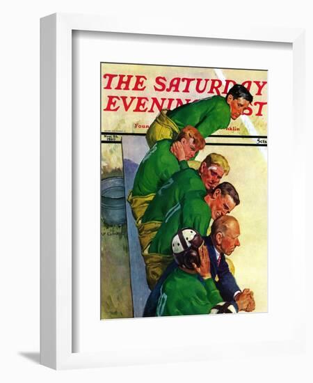 "Team on Bench," Saturday Evening Post Cover, November 23, 1940-Emery Clarke-Framed Giclee Print