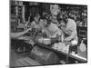 Teammates "Little Golds" Football Having Soda at Robertson's Drugstore-Francis Miller-Mounted Premium Photographic Print