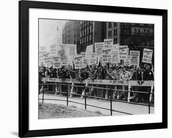 Teamster Union Signs Supporting Higher Pay and Pensions in NYC, 1954-null-Framed Photo