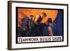 Teamwork Builds Ships, c.1917-William Dodge Stevens-Framed Art Print