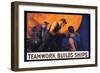 Teamwork Builds Ships, c.1917-William Dodge Stevens-Framed Art Print