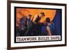 Teamwork Builds Ships, c.1917-William Dodge Stevens-Framed Premium Giclee Print