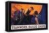 Teamwork Builds Ships, c.1917-William Dodge Stevens-Framed Stretched Canvas