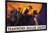 Teamwork Builds Ships, c.1917-William Dodge Stevens-Mounted Art Print