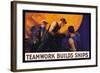 Teamwork Builds Ships, c.1917-William Dodge Stevens-Framed Art Print