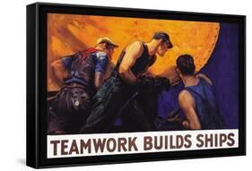 Teamwork Builds Ships, c.1917-William Dodge Stevens-Framed Stretched Canvas