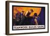 Teamwork Builds Ships, c.1917-William Dodge Stevens-Framed Premium Giclee Print