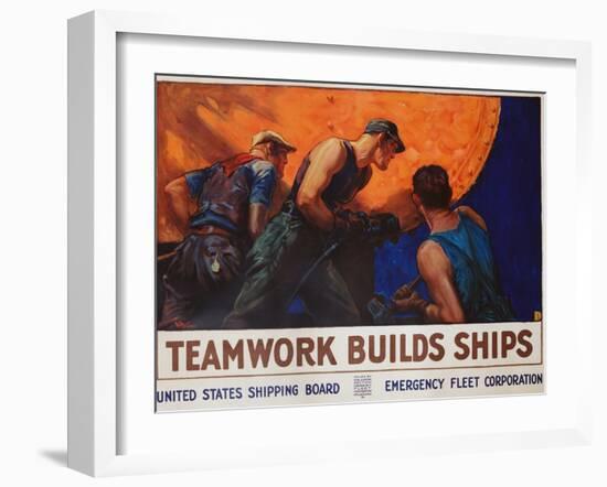 Teamwork Builds Ships Poster-William Dodge Stevens-Framed Giclee Print