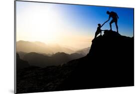 Teamwork Couple Hiking Helping Hand-blas-Mounted Photographic Print