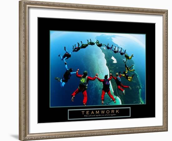 Teamwork: Skydivers II-null-Framed Art Print