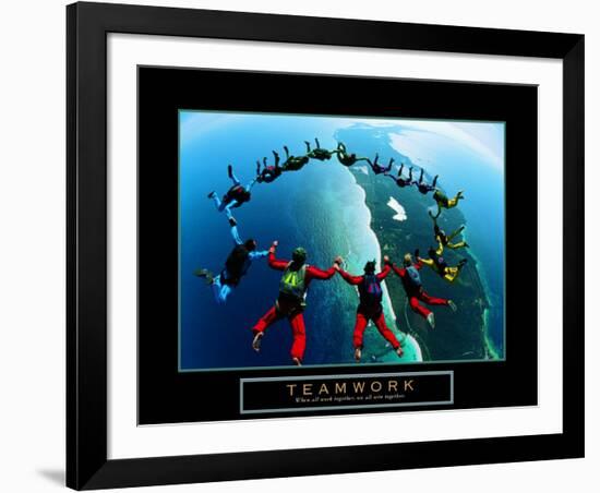 Teamwork: Skydivers II-null-Framed Art Print