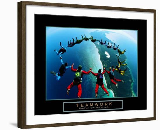 Teamwork: Skydivers II-null-Framed Art Print