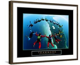 Teamwork: Skydivers II-null-Framed Art Print