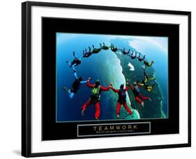 Teamwork: Skydivers II-null-Framed Art Print