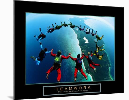 Teamwork: Skydivers II-null-Mounted Art Print