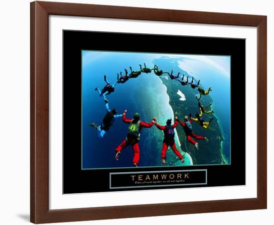 Teamwork: Skydivers II-null-Framed Art Print