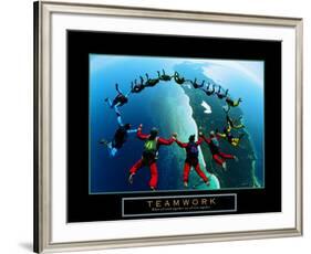 Teamwork: Skydivers II-null-Framed Art Print