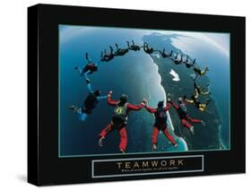 Teamwork - Skydivers-Unknown Unknown-Stretched Canvas