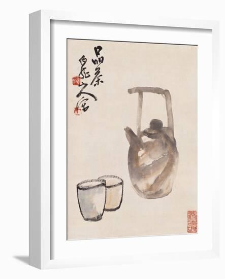 Teapot and Cups-Wang Zhen-Framed Giclee Print