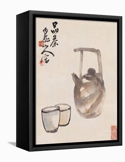 Teapot and Cups-Wang Zhen-Framed Stretched Canvas