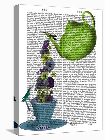 Teapot, Cup and Flowers, Green and Blue-Fab Funky-Stretched Canvas