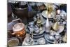 Teapots and Plates for Sale, Souk of the Medina, Marrakech, Morocco-Nico Tondini-Mounted Photographic Print