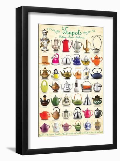 Teapots Collage-null-Framed Art Print