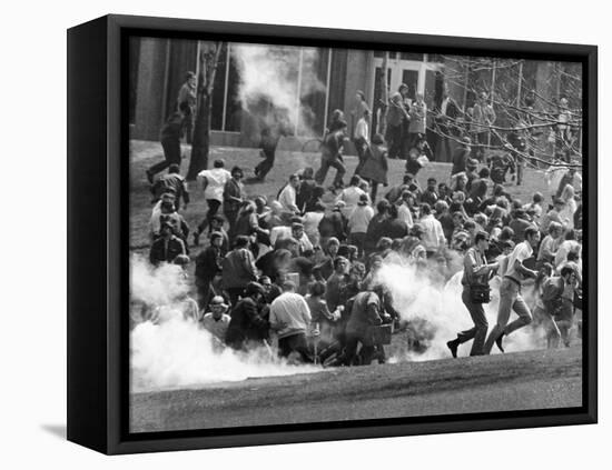 Tear Gas Disperses Crowd on Kent State University Commons-null-Framed Stretched Canvas