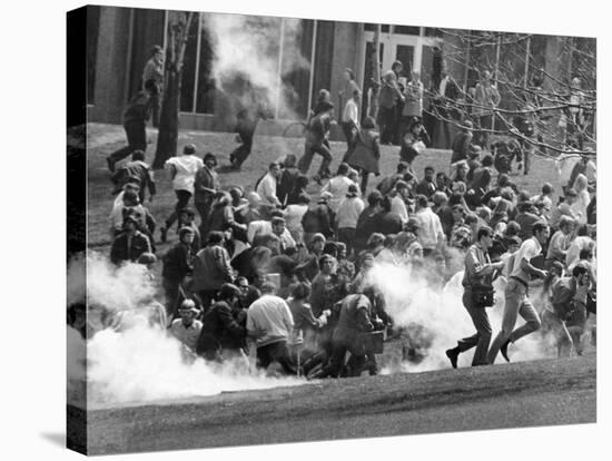 Tear Gas Disperses Crowd on Kent State University Commons-null-Stretched Canvas