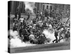 Tear Gas Disperses Crowd on Kent State University Commons-null-Stretched Canvas