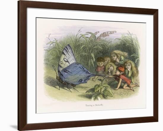 Teasing a Butterfly-Richard Doyle-Framed Art Print